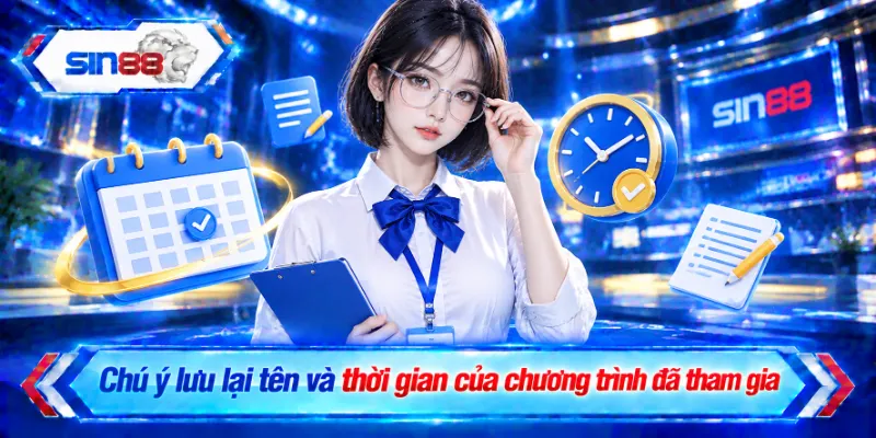 Chú ý lưu lại tên và thời gian của chương trình đã tham gia