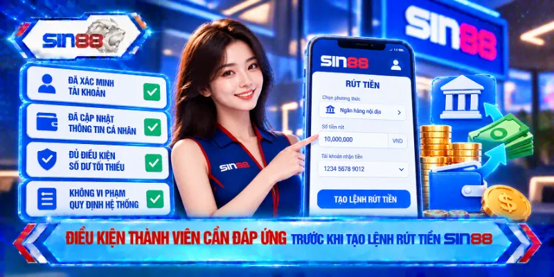 Điều kiện thành viên cần đáp ứng trước khi tạo lệnh rút tiền SIN88