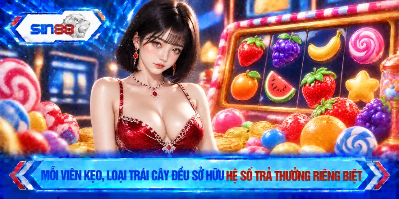 Mỗi viên kẹo, loại trái cây đều sở hữu hệ số trả thưởng riêng biệt