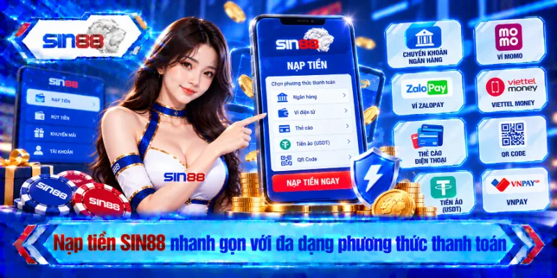 Nạp tiền SIN88 nhanh gọn với đa dạng phương thức